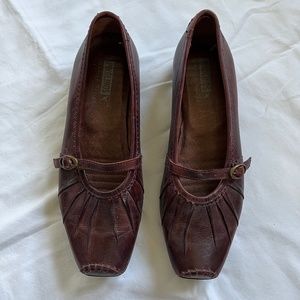 Pikolinos Square Toe Mary Jane Leather Flats, Size 39